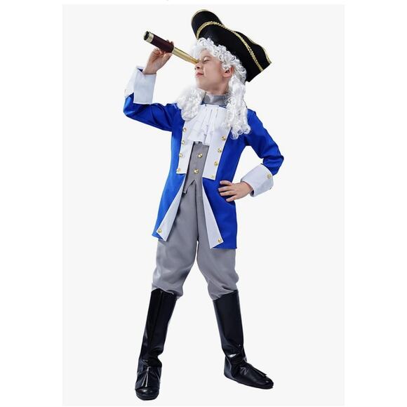 Founding Father Boys Size S Colonial Patriot Halloween Costume Revolutionary - Picture 1 of 16